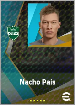 Nacho Pais eFootball 2026 player card, 68 OVR DMF