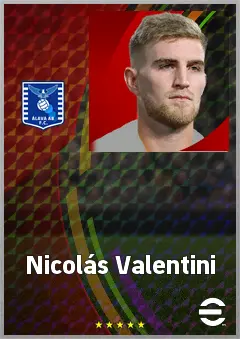 Nicolás Valentini eFootball 2026 player card, 72 OVR CB