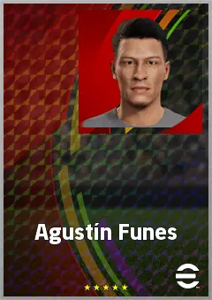 Agustín Funes eFootball 2026 player card, 64 OVR CMF