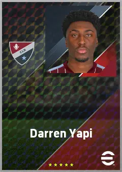 Darren Yapi eFootball 2026 player card, 72 OVR CF