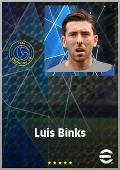 Luis Binks eFootball 2026 player card, 72 OVR CB