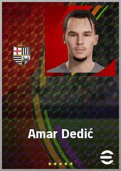 Amar Dedić eFootball 2026 player card, 74 OVR RB