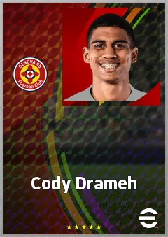 Cody Drameh eFootball 2026 player card, 71 OVR RB