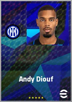 Andy Diouf eFootball 2026 player card, 72 OVR CMF