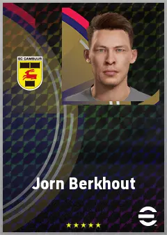 Jorn Berkhout eFootball 2026 player card, 67 OVR CB
