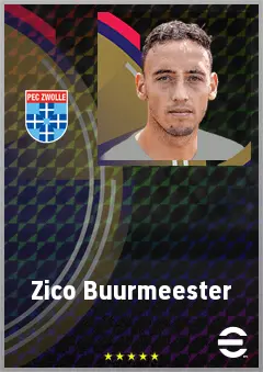Zico Buurmeester eFootball 2026 player card, 70 OVR CMF