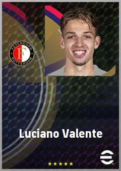 Luciano Valente eFootball 2026 player card, 73 OVR CMF