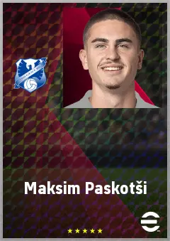 Maksim Paskotši eFootball 2026 player card, 68 OVR CB