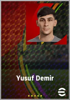 Yusuf Demir eFootball 2026 player card, 69 OVR RWF