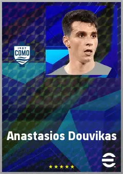 Anastasios Douvikas eFootball 2026 player card, 75 OVR CF