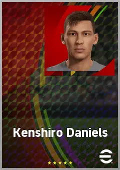 Kenshiro Daniels eFootball 2026 player card, 65 OVR RWF