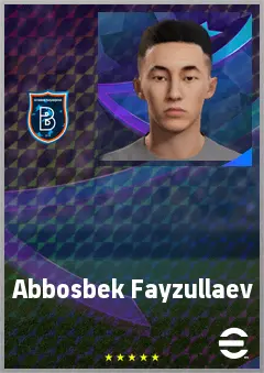 Abbosbek Fayzullaev eFootball 2026 player card, 71 OVR AMF