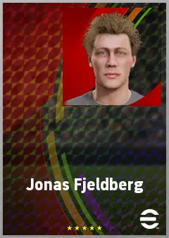Jonas Fjeldberg eFootball 2026 player card, 67 OVR RWF
