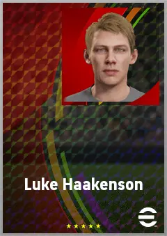 Luke Haakenson eFootball 2026 player card, 69 OVR CMF