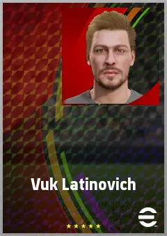 Vuk Latinovich eFootball 2026 player card, 67 OVR CB