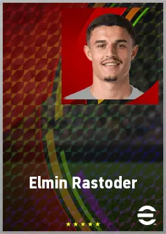 Elmin Rastoder eFootball 2026 player card, 68 OVR CF