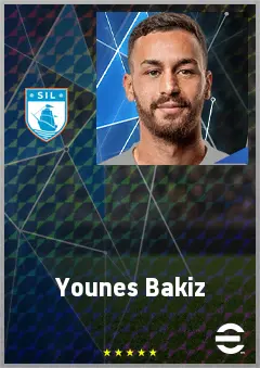 Younes Bakiz eFootball 2026 player card, 68 OVR LWF