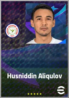 Husniddin Aliqulov eFootball 2026 player card, 69 OVR CB