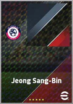Jeong Sang-Bin eFootball 2026 player card, 70 OVR CF