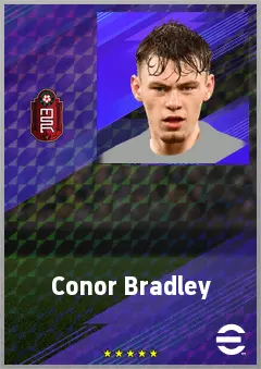 Conor Bradley eFootball 2026 player card, 74 OVR RB