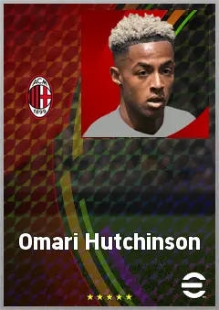 Omari Hutchinson eFootball 2026 player card, 72 OVR AMF