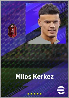 Milos Kerkez eFootball 2026 player card, 77 OVR LB