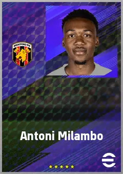 Antoni Milambo eFootball 2026 player card, 70 OVR AMF