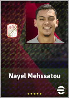 Nayel Mehssatou eFootball 2026 player card, 69 OVR RB