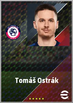 Tomáš Ostrák eFootball 2026 player card, 71 OVR AMF