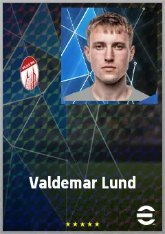Valdemar Lund eFootball 2026 player card, 69 OVR CB