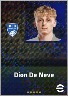 Dion De Neve eFootball 2026 player card, 67 OVR LMF