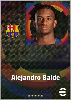 Alejandro Balde eFootball 2026 player card, 77 OVR LB