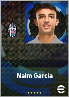 Naim García eFootball 2026 player card, 68 OVR RWF