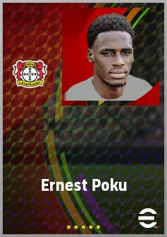 Ernest Poku eFootball 2026 player card, 70 OVR LWF