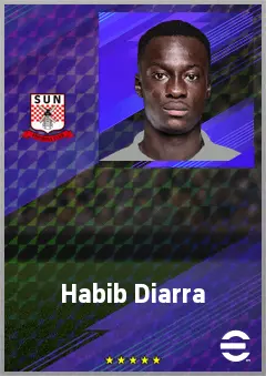 Habib Diarra eFootball 2026 player card, 74 OVR CMF