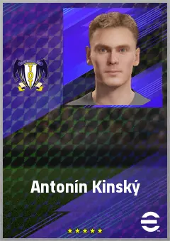 Antonín Kinský eFootball 2026 player card, 73 OVR GK