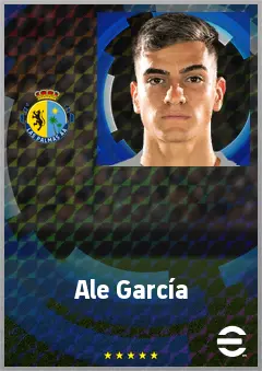 Ale García eFootball 2026 player card, 70 OVR RWF