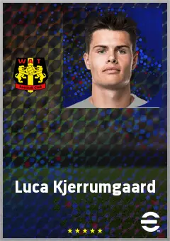 Luca Kjerrumgaard eFootball 2026 player card, 69 OVR CF