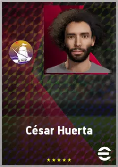 César Huerta eFootball 2026 player card, 72 OVR LWF
