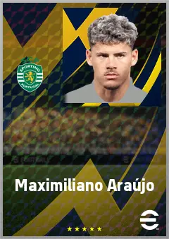 Maxi Araújo eFootball 2026 player card, 77 OVR LMF