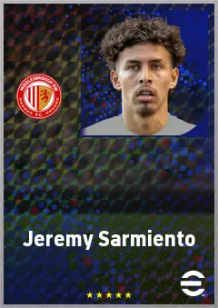 Jeremy Sarmiento eFootball 2026 player card, 71 OVR RWF