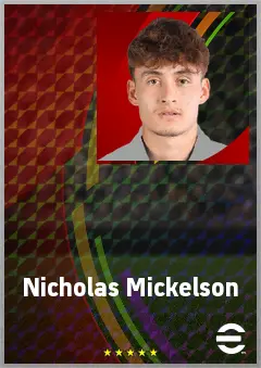 Nicholas Mickelson eFootball 2026 player card, 68 OVR RB