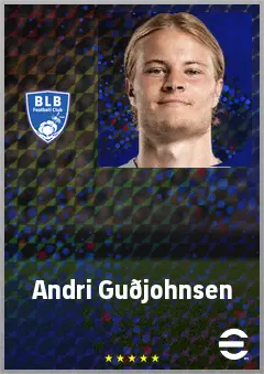 Andri Guðjohnsen eFootball 2026 player card, 71 OVR CF