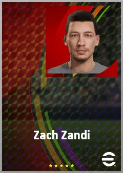 Zach Zandi eFootball 2026 player card, 68 OVR AMF