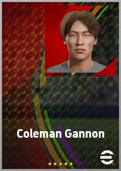 Coleman Gannon eFootball 2026 player card, 68 OVR LWF
