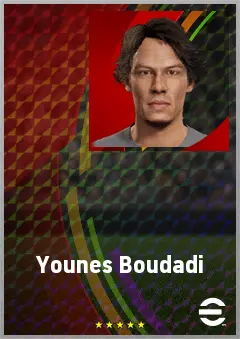 Younes Boudadi eFootball 2026 player card, 70 OVR RB