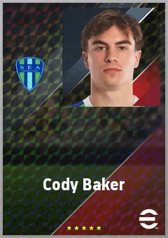 Cody Baker eFootball 2026 player card, 68 OVR RB