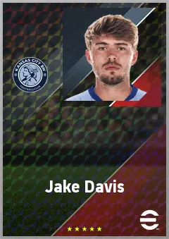 Jake Davis eFootball 2026 player card, 71 OVR RB
