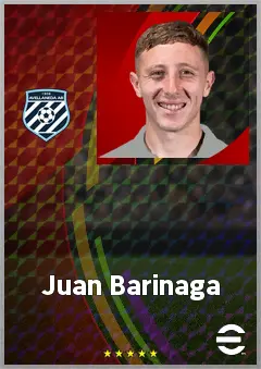Juan Barinaga eFootball 2026 player card, 74 OVR RB