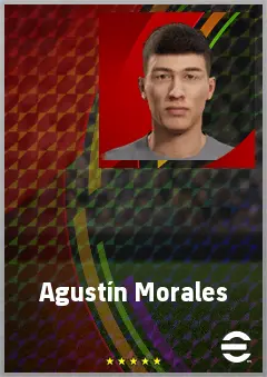Agustín Morales eFootball 2026 player card, 69 OVR RWF